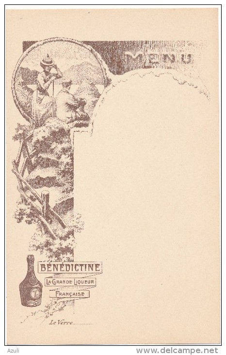 MENU Publicitaire - Bénédictine  - Couple, Suisse ? - 11 X 17,5 Cm - Menus