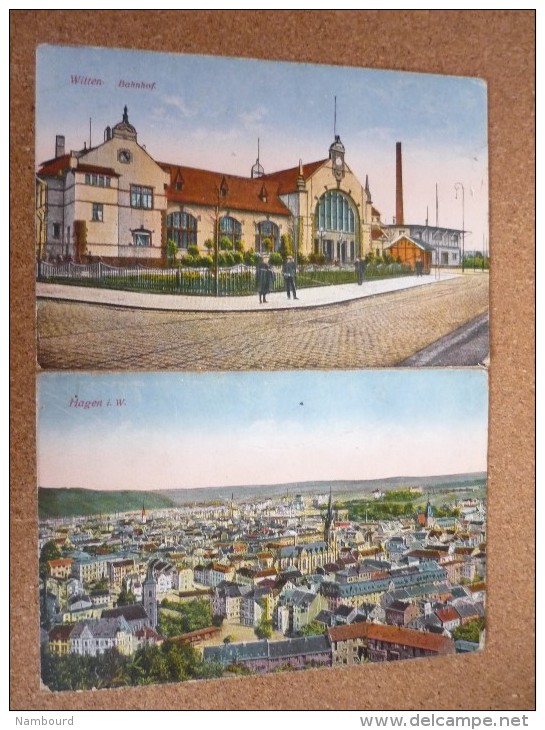 Bahnhof  + Hagen I.W. 2 CARTES POSTALES ATTACHEES - Witten