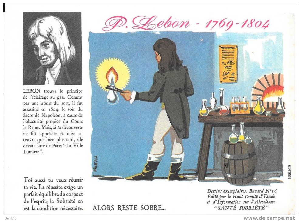 Destins Exemplaires Buvard N° 16 Série "SANTE SOBRIETE" ALORS RESTE SOBRE -P. Lebon - S