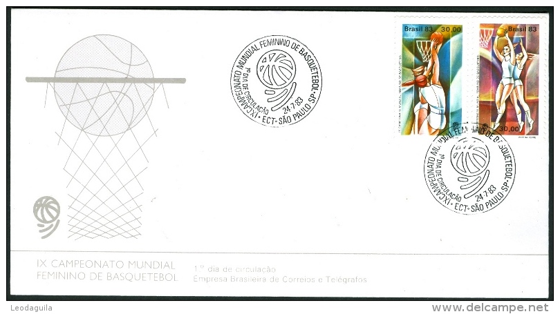 BRAZIL #1865-6   FDC #290 - World Championship Women's Basketball  - 1983 - - FDC