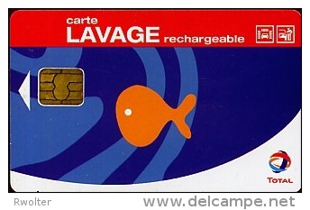 @+ Carte De Lavage TOTAL Rechargeable - POISSON. Verso 600 Stations (puce 1) - Car-wash