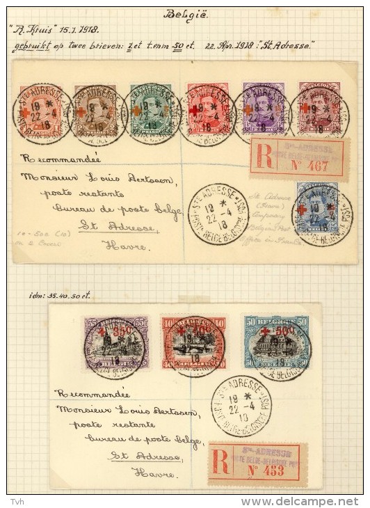 België: 2 Aangetekende Brieven  Zie Afbeeldingen En Beschrijving - 1914-1915 Croix-Rouge