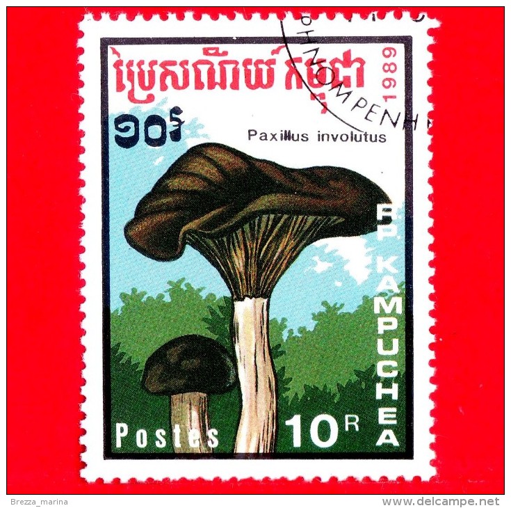 KAMPUCHEA - Cambogia - Usato - 1989 - Funghi - Mushrooms - Paxillus Involutus - 10 - Kampuchea