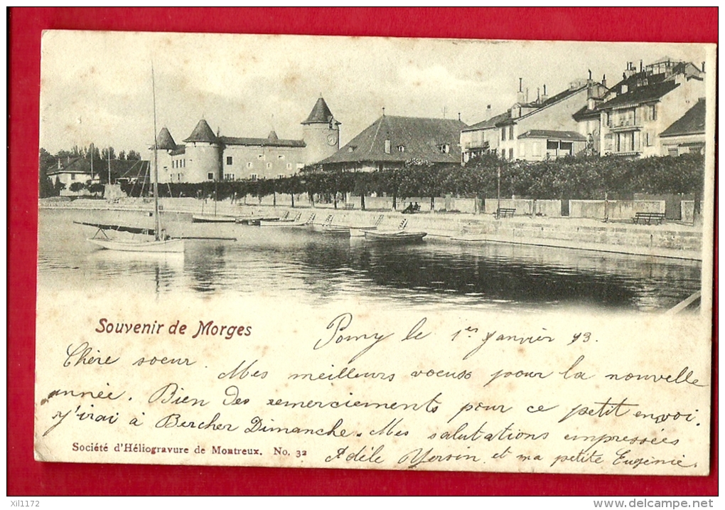 HAB-21  Souvenir De Morges   Précurseur. Cachet 1903 - Morges