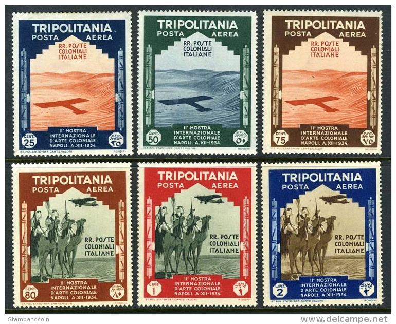 Tripolitania C43-48 Mint Lightly Hinged Air Mail Set From 1934 - Tripolitania