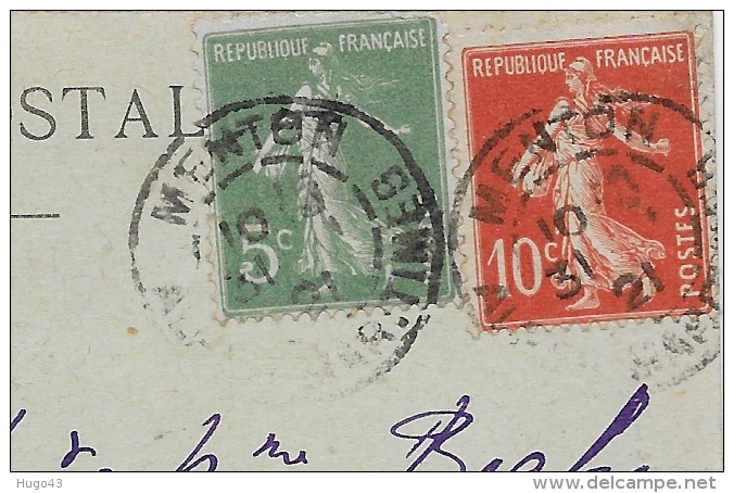 (RECTO / VERSO) MONACO EN 1921 - LES REMPARTS AVEC PERSONNAGES - BEAU CACHET - CPA - Monte-Carlo