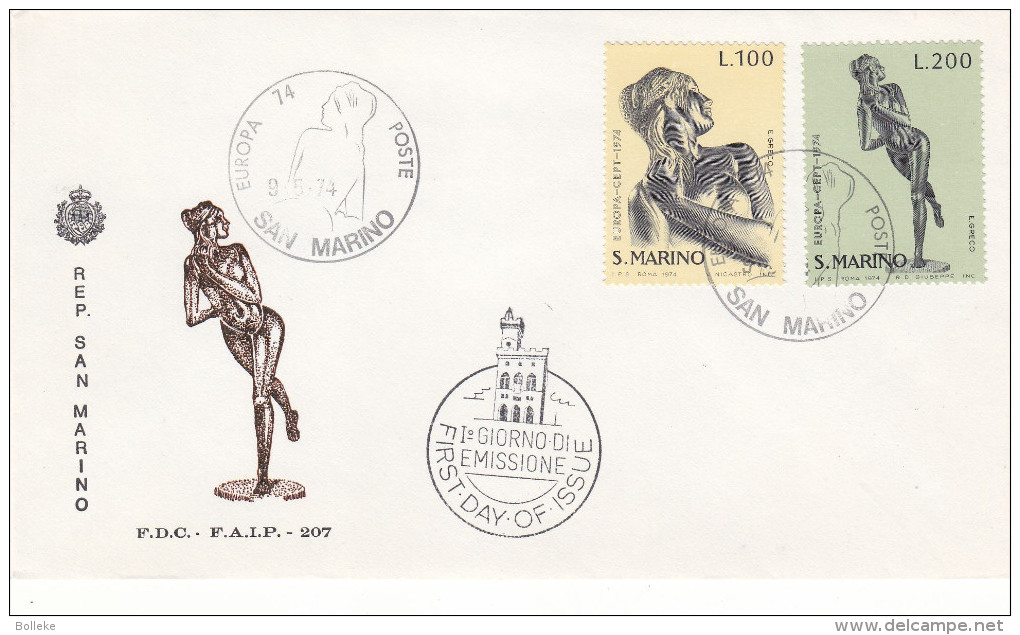 Europa CEPT - Sculptures - Saint Marin - Document De 1974 - Lettres & Documents