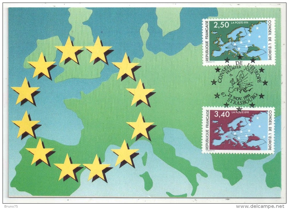 CM - Carte Maximum Card - 1991 - Conseil De L'Europe - YT Service 106 107 - Autres & Non Classés