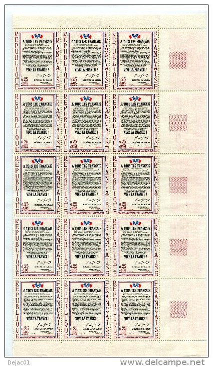 Thème Général De Gaulle - FRANCE - Feuille De 25 - Yvert 1408 Neufs XXX Avec Variétés - GF 56 - De Gaulle (General)