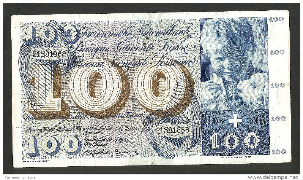 [CC] SVIZZERA / SUISSE / SWITZERLAND - NATIONAL BANK - 100 FRANCS / FRANKEN (1958) SAINT MARTIN - Svizzera