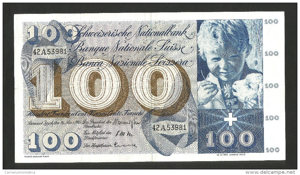 [CC] SVIZZERA / SUISSE / SWITZERLAND - NATIONAL BANK - 100 FRANCS / FRANKEN (1963) SAINT MARTIN - Schweiz