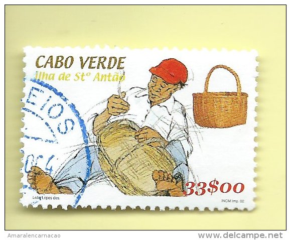 TIMBRES - STAMPS - CAP VERTE / CAPE VERDE - 2002 - VANNERIE - TIMBRE OBLITÉRÉ - Kaapverdische Eilanden
