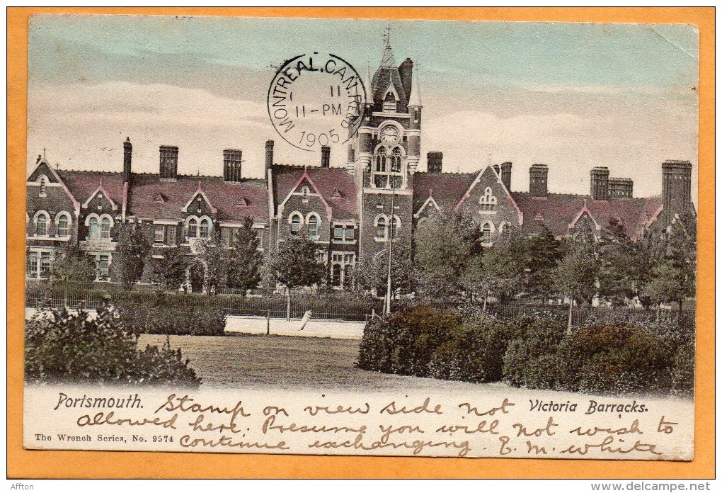 Portsmouth Victoria Barracks 1905 Postcard - Portsmouth