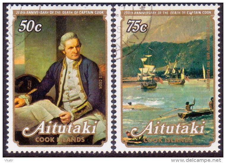 AITUTAKI Cook Islands 1979 SG #266-67 Compl.set VF Used Death Bicentenary Of Capt. Cook - Aitutaki