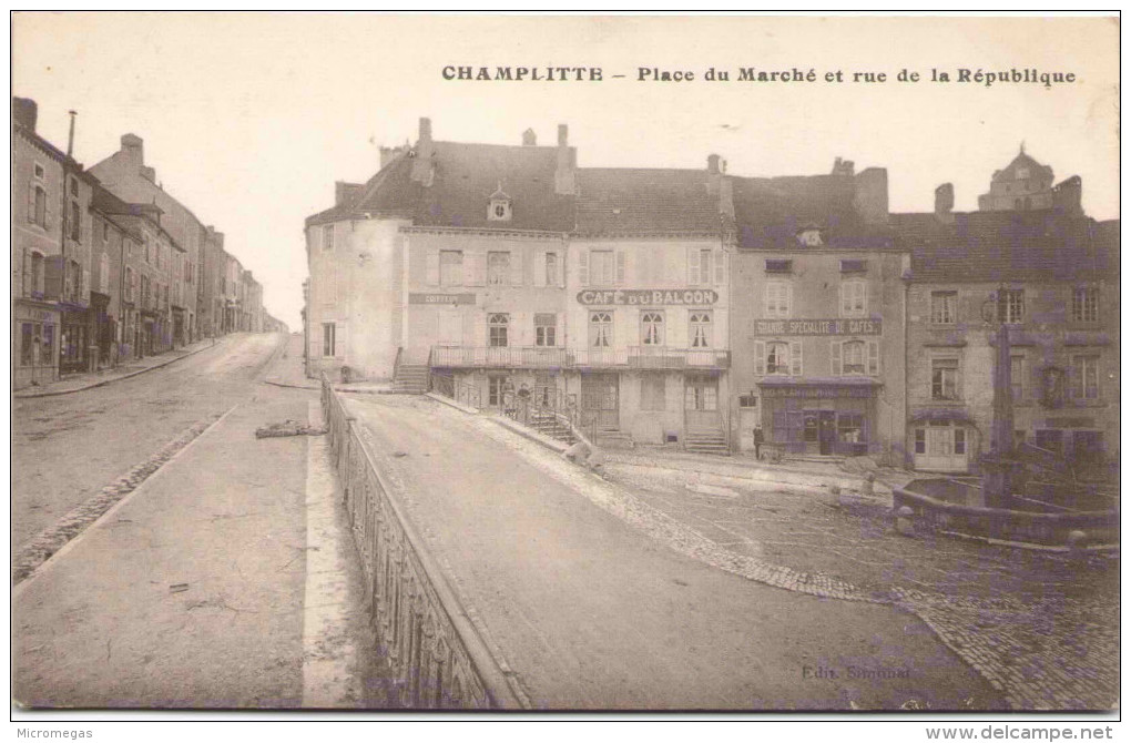 CHAMPLITTE - Place Du Marché Et Rue De La République - Otros & Sin Clasificación