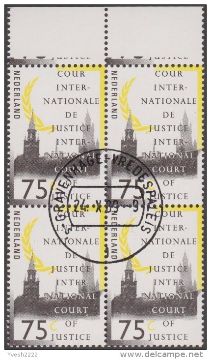 Pays-Bas 1989 Y&T Service 43 à 45, Michel 44 à 46. Cour Internationale De Justice. Blocs De 4 Oblitérés - Servicios