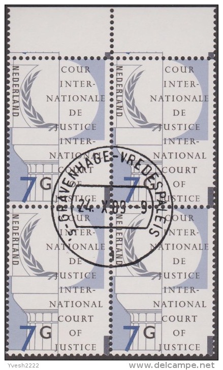 Pays-Bas 1989 Y&T Service 43 à 45, Michel 44 à 46. Cour Internationale De Justice. Blocs De 4 Oblitérés - Service