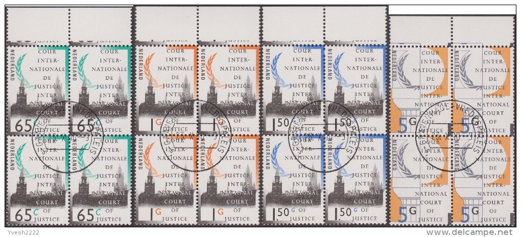 Pays-Bas 1990 Y&T Service 46 à 46, Michel 47 à 50. Cour Internationale De Justice. Blocs De 4 Oblitérés - Service