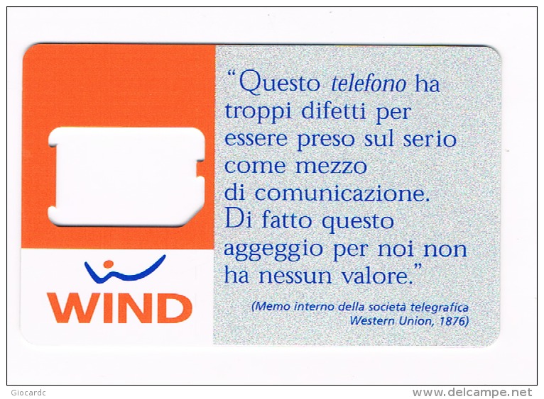 WIND  ITALIA  - GSM SIM RICARICAT 9^ ED. 004 - 2 ATTACCHI  QUESTO TELEFONO....    - USED WITHOUT CHIP - RIF. CP - Schede GSM, Prepagate & Ricariche