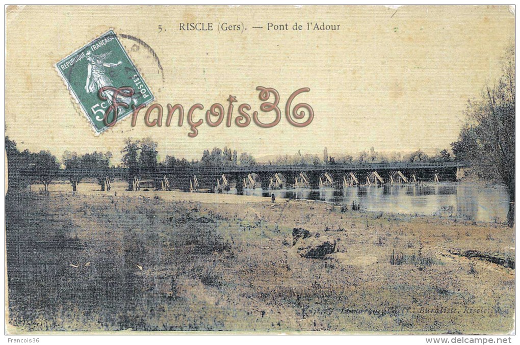 (32) Riscle - Pont Sur L'Adour - Carte Plastifiée - 2 SCANS - Riscle