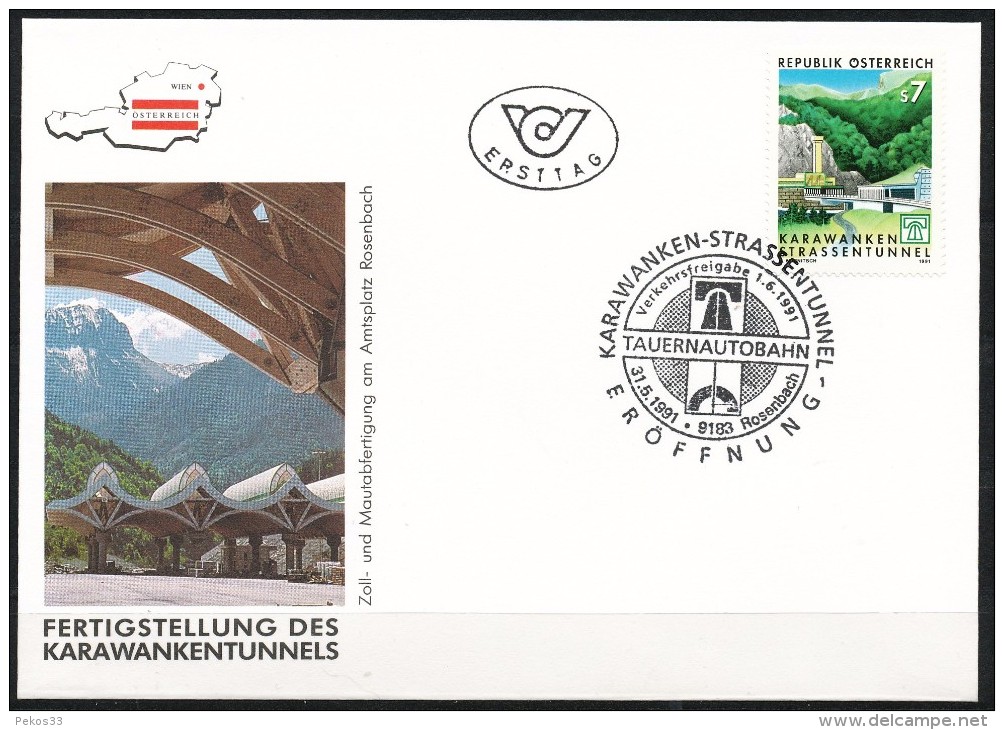 Österreich-  FDC    MI.Nr.      2033       -     .  Fertigstellung Des Karawanken-Straßentunnels - FDC