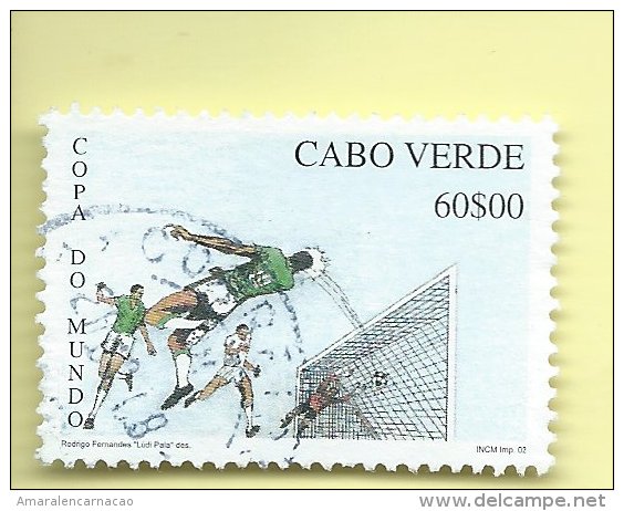 TIMBRES - STAMPS - CAPE VERDE / CAP VERT - 2002 - FOTBALL - COUPE DU MONDE CORÉE DU SUD / JAPON - TIMBRE OBLITÉRÉ - Cape Verde