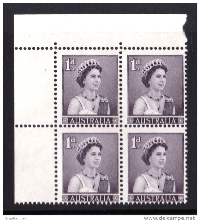 Australia 1959 Queen Elizabeth 1d Corner Block Of 4 MNH - Mint Stamps