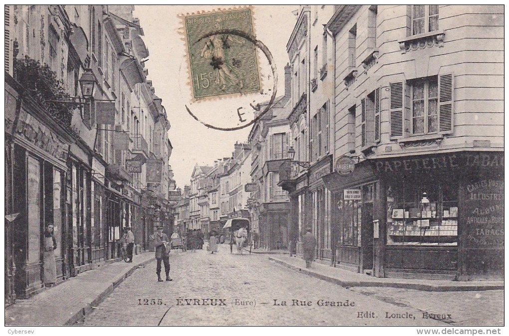 EVREUX - La Rue Grande - Papeterie - Théatre D'Evreux Bureau De Location - Animé - Evreux