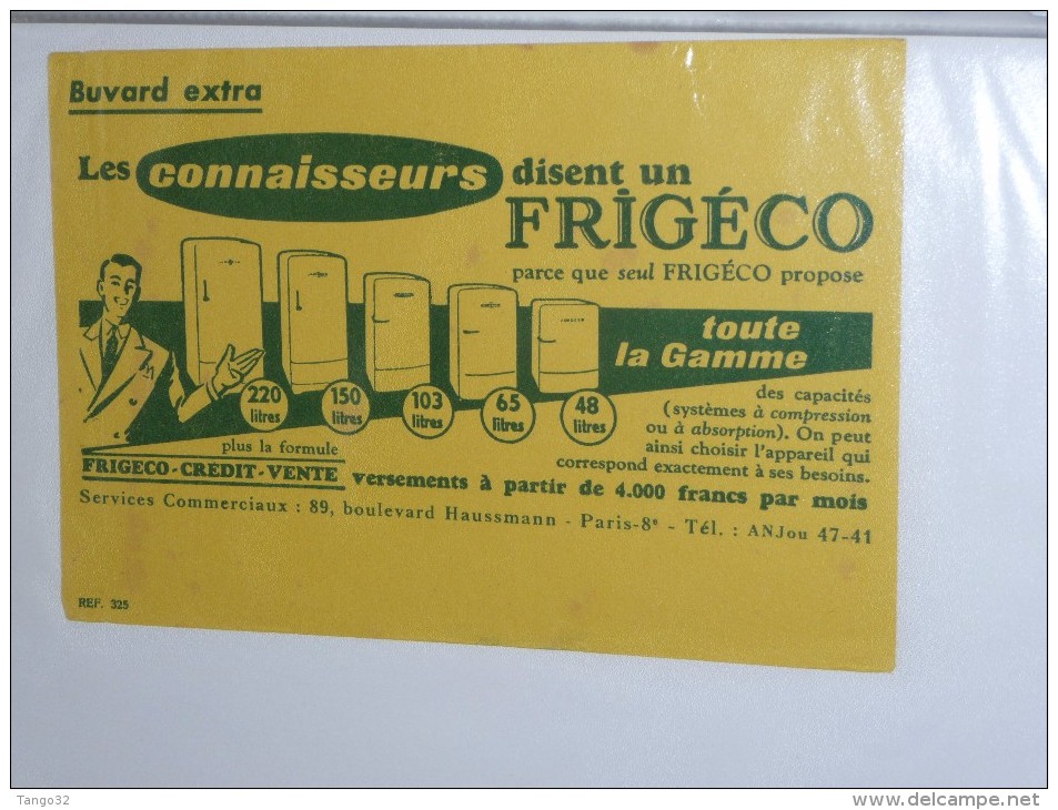 BUVARD COLLECTION   Frigo Frigeco 89 Bd Haussmann Paris - B