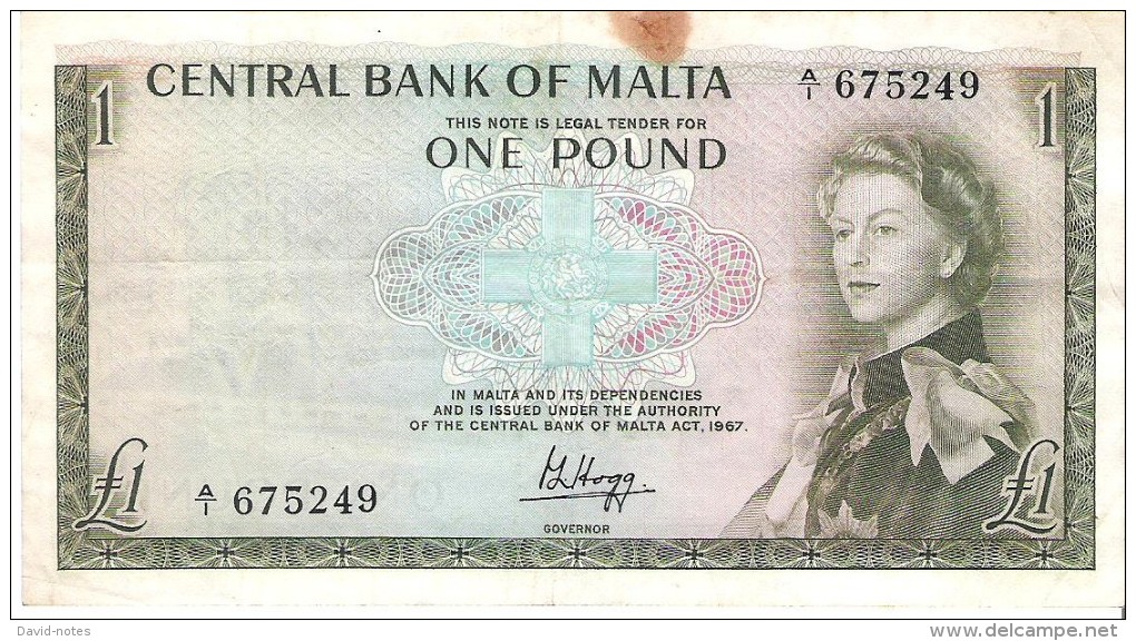 Malta - Pick 29 - 1 Pound 1969 - VF+ - Malta