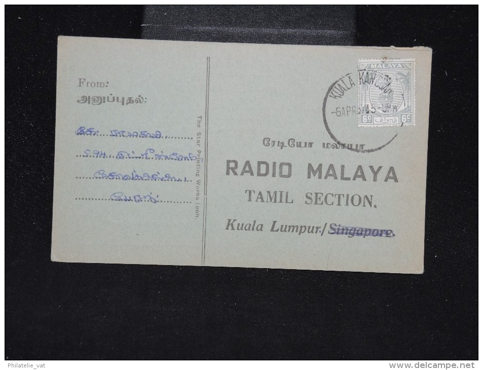 MALAISIE - Carte De Radio  Pour Kuala Lumpur En 1957  - à Voir - Lot P10079 - Fédération De Malaya