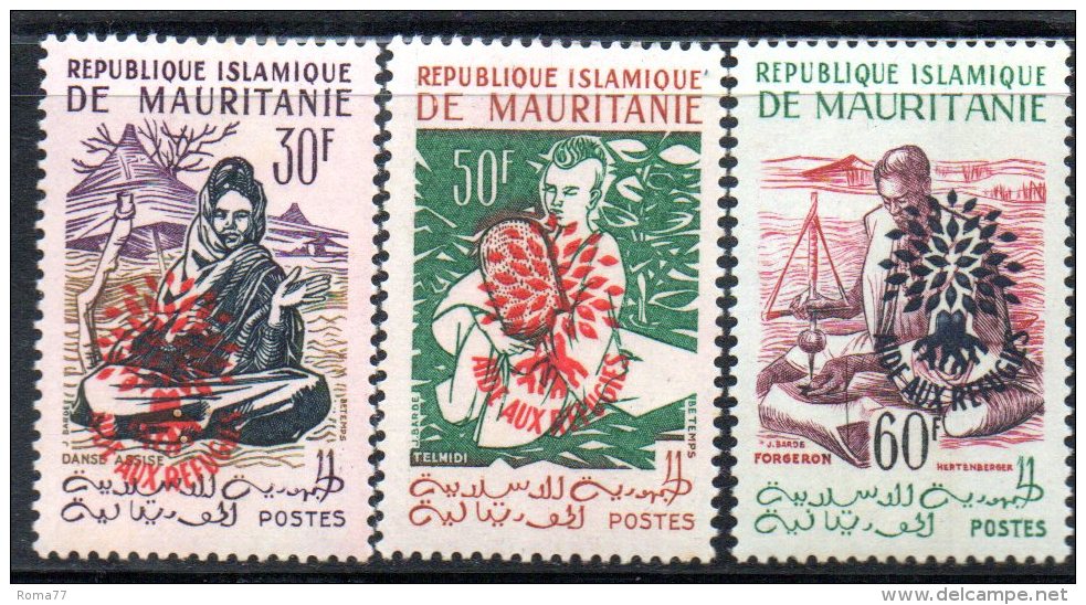 GF34a - MAURITANIA , Aide Aux Refugies / Rifugiati : 3 Valori   ***  MNH - Mauritania (1960-...)