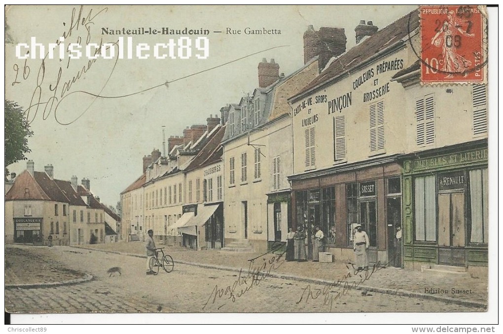 Carte Postale  : Nanteuil Le Haudouin - Rue Gambetta  - Boutiques - Nanteuil-le-Haudouin