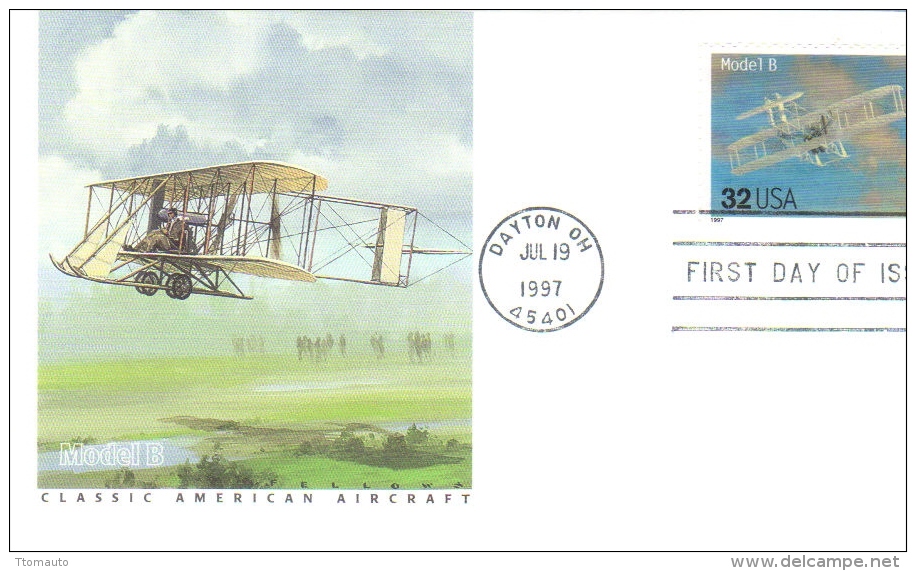 US - Premier Jour - Fleetwood Cachet FDC - Classic American Aircraft -  Wright Brothers Model B - Aerei