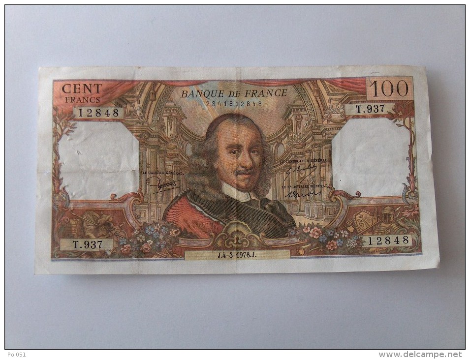 BILLET 100 FRANCS CORNEILLE NOMBREUX NUMEROS QUI SE SUIVENT J.4-3-1976 T937 12848 - 100 F 1964-1979 ''Corneille''