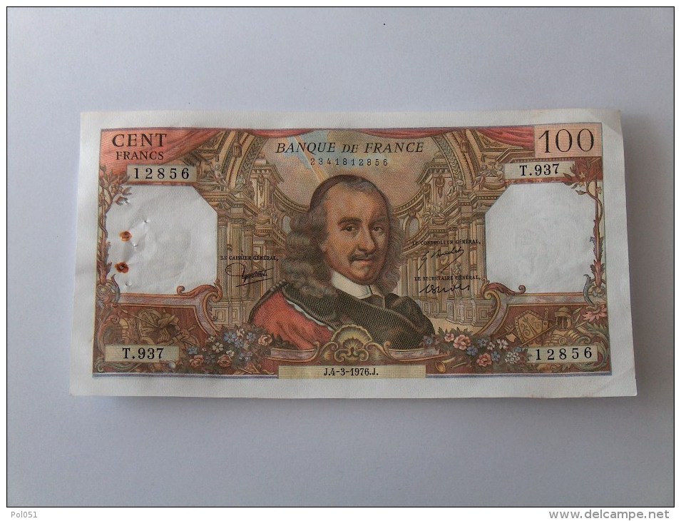 BILLET 100 FRANCS CORNEILLE NOMBREUX NUMEROS QUI SE SUIVENT J.4-3-1976 T937 12856 - 100 F 1964-1979 ''Corneille''