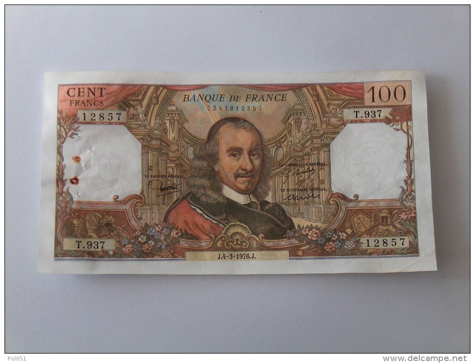 BILLET 100 FRANCS CORNEILLE NOMBREUX NUMEROS QUI SE SUIVENT J.4-3-1976 T937 12857 - 100 F 1964-1979 ''Corneille''