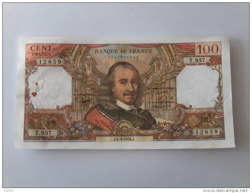 BILLET 100 FRANCS CORNEILLE NOMBREUX NUMEROS QUI SE SUIVENT J.4-3-1976 T937 12859 - 100 F 1964-1979 ''Corneille''