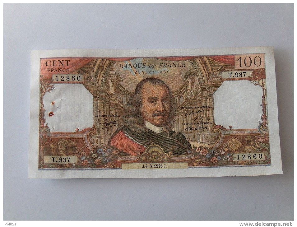 BILLET 100 FRANCS CORNEILLE NOMBREUX NUMEROS QUI SE SUIVENT J.4-3-1976 T937 12860 - 100 F 1964-1979 ''Corneille''