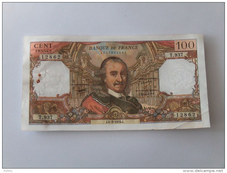 BILLET 100 FRANCS CORNEILLE NOMBREUX NUMEROS QUI SE SUIVENT J.4-3-1976 T937 12862 - 100 F 1964-1979 ''Corneille''