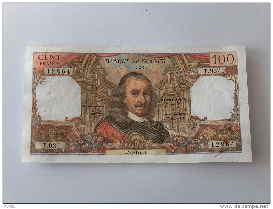 BILLET 100 FRANCS CORNEILLE NOMBREUX NUMEROS QUI SE SUIVENT J.4-3-1976 T937 12864 - 100 F 1964-1979 ''Corneille''