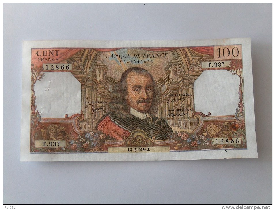 BILLET 100 FRANCS CORNEILLE NOMBREUX NUMEROS QUI SE SUIVENT J.4-3-1976 T937 12866 - 100 F 1964-1979 ''Corneille''