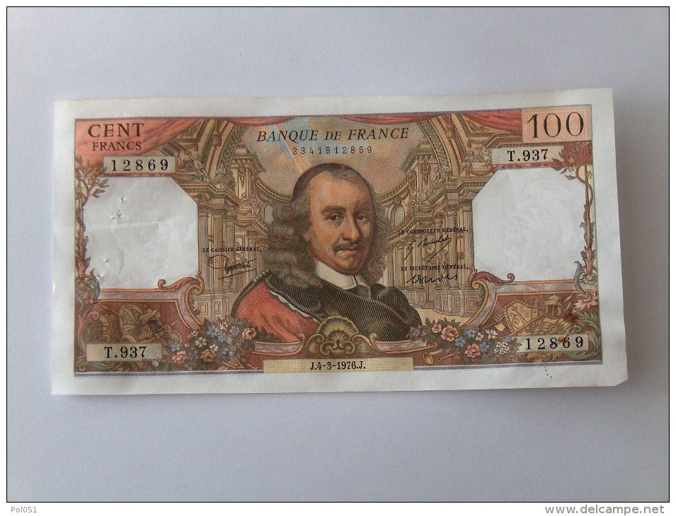 BILLET 100 FRANCS CORNEILLE NOMBREUX NUMEROS QUI SE SUIVENT J.4-3-1976 T937 12869 - 100 F 1964-1979 ''Corneille''