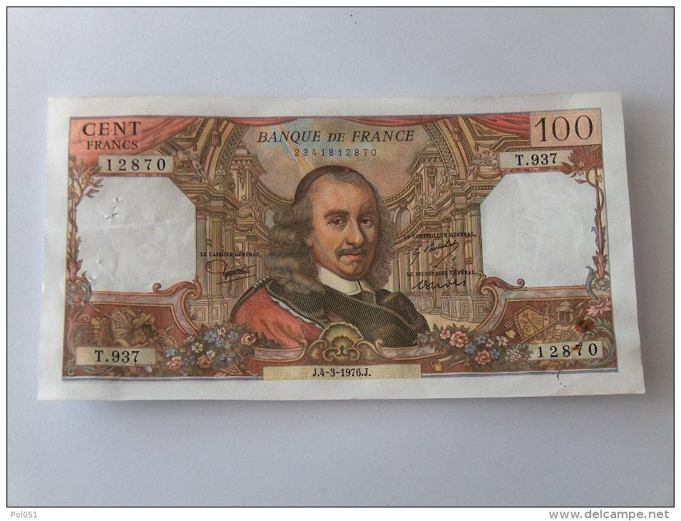 BILLET 100 FRANCS CORNEILLE NOMBREUX NUMEROS QUI SE SUIVENT J.4-3-1976 T937 12870 - 100 F 1964-1979 ''Corneille''