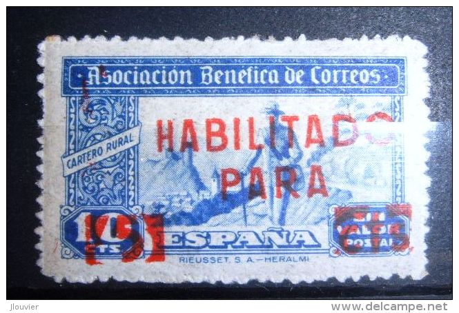 Asociacion Benefica De Correos, Surchargé Habilitado Para 5 Cts, Espagne - Bienfaisance