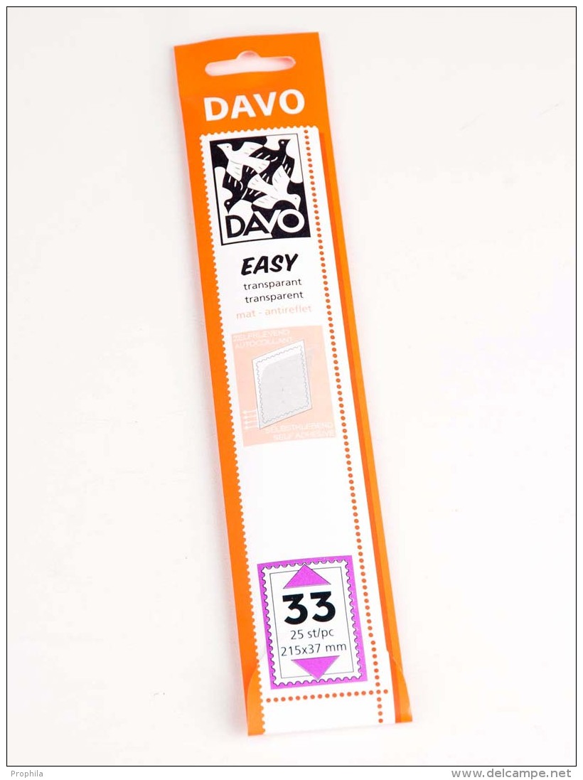 DAVO 42033 Easy Mounts Streifen Transparent T33 (215 X 37) 25 Stück. - Autres & Non Classés