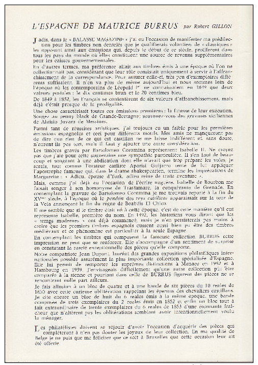 Balasse : La Collection Burrus - Espagne - Catalogue III - 15 Juin 1963 - Cataloghi Di Case D'aste