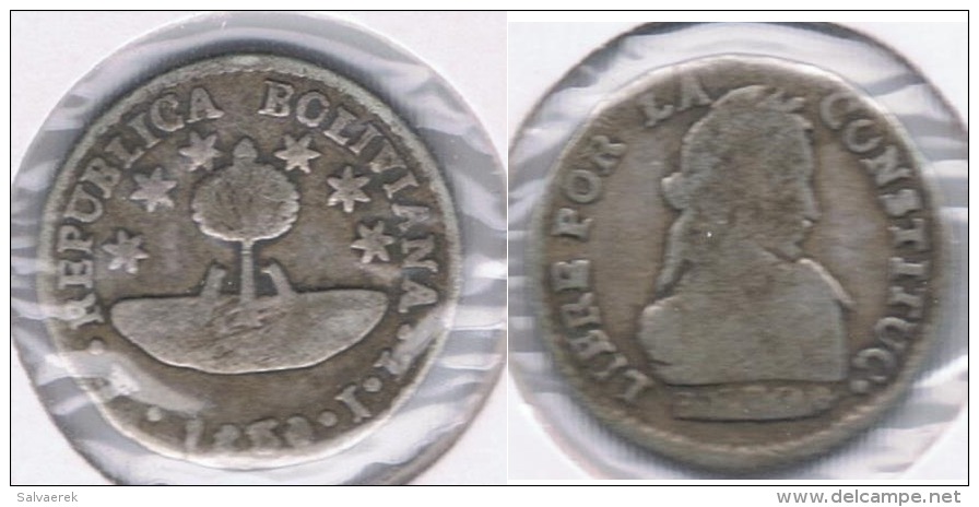 BOLIVIA MEDIO SOL 1830 POTOSI PLATA SILVER W - Bolivie