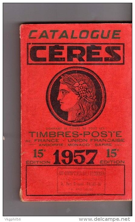 Catalogue Timbres Céres Année 1957 - France