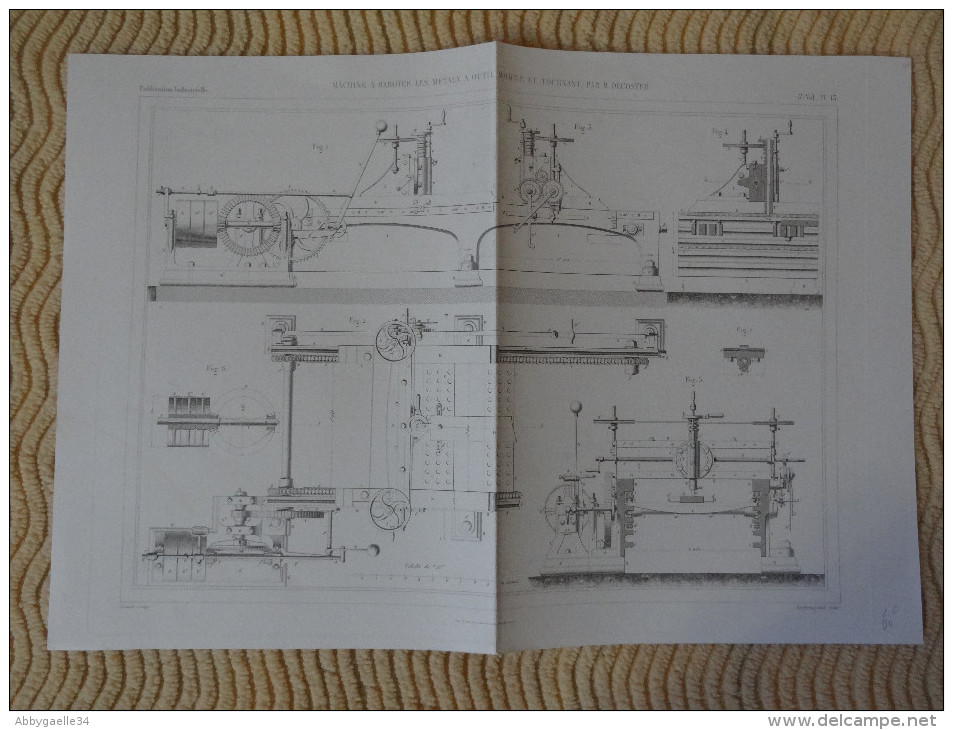 PETITE MACHINE A RABOTER LES METAUX A OUTIL MOBILE ET TOURNANT, PAR M. DECOSTER Publication Industrielle Armengaud - Macchine